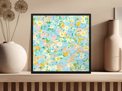 Teal Ditsy Floral Tiny Blossoms Seamless Pattern - Moore and Mountain