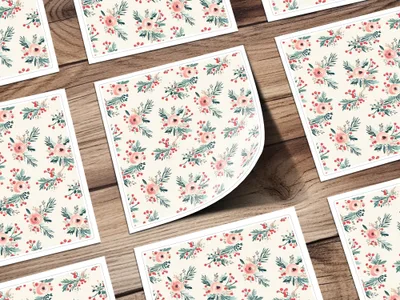 Floral Seamless Pattern Digital Paper, Rose Berries Pattern, Holiday Repeat Pattern, Watercolor Flower Background, Christmas Fabric Design - Moore and Mountain