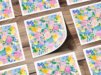 Floral Seamless Pattern, Digital Paper, Watercolor Flower Design, Fabric Print, Printable Background, Scrapbooking Paper, Pastel Palette - Moore and Mountain