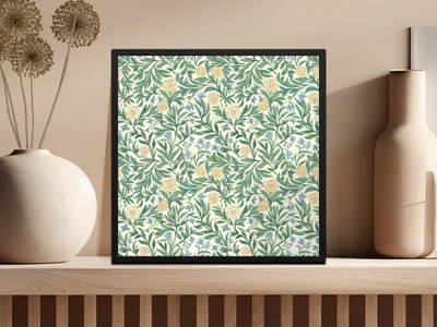 Floral Seamless Pattern Digital Paper, William Morris Style, Botanical Print, Flower Repeat Pattern, Fabric Design, Digital Download - Moore and Mountain