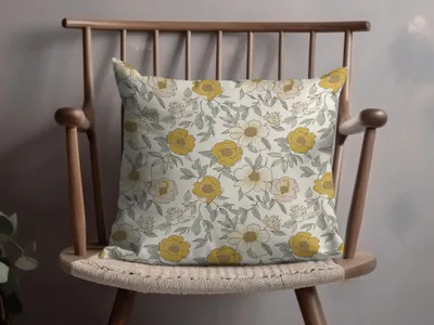Mustard Yellow Line Art Floral Background Neutral Peony Seamless Modern Floral Pattern JPEG - Moore and Mountain