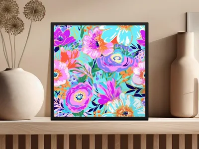 Ditsy Floral Seamless Pattern Digital Papers, Vibrant Flowers, Scrapbook Paper, Fabric Design, Colorful Flower Illustration, Digital Download - Moore and Mountain