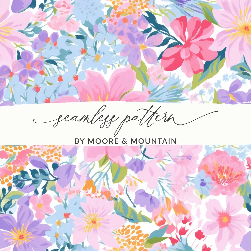 Ditsy Floral Seamless Pattern Colorful Flower Design, Fabric Print, Scrapbook Paper, Digital DownloadFloral Seamless Pattern Digital, Pink Flower Design, Repeatable Flower Pattern, Pastel Flowers, Digital Paper, Fabric Digital, Paper Print - Moore and Mountain