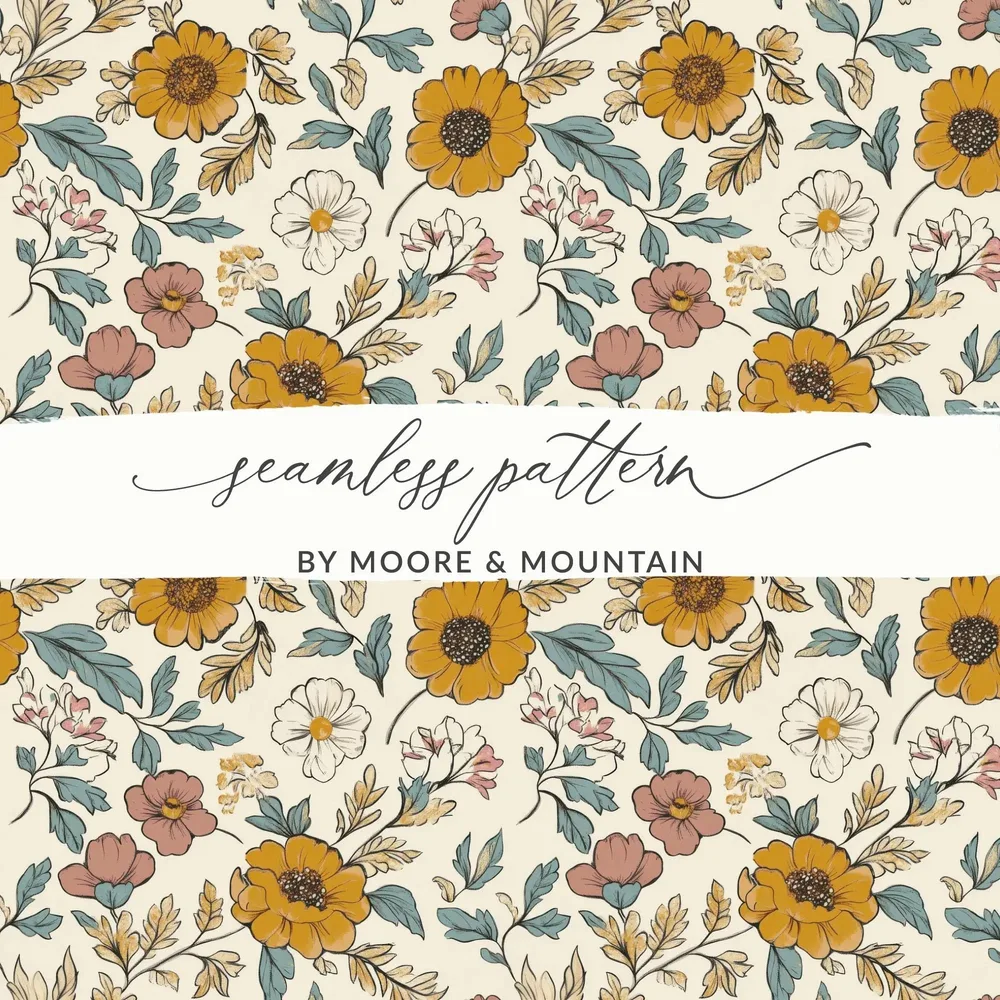 Floral Seamless Pattern Digital, Vintage Flowers Texture, Commercial Use, Print on Demand, Fabric Design, Digital Paper, Digital Download - Moore and Mountain