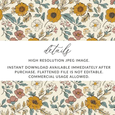 Floral Seamless Pattern Digital, Vintage Flowers Texture, Commercial Use, Print on Demand, Fabric Design, Digital Paper, Digital Download - Moore and Mountain