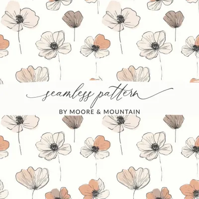 Floral Seamless Pattern, Flower Digital Paper, Neutral Botanical Pattern, Fabric Design, Textile Print, Floral Background, Digital Download