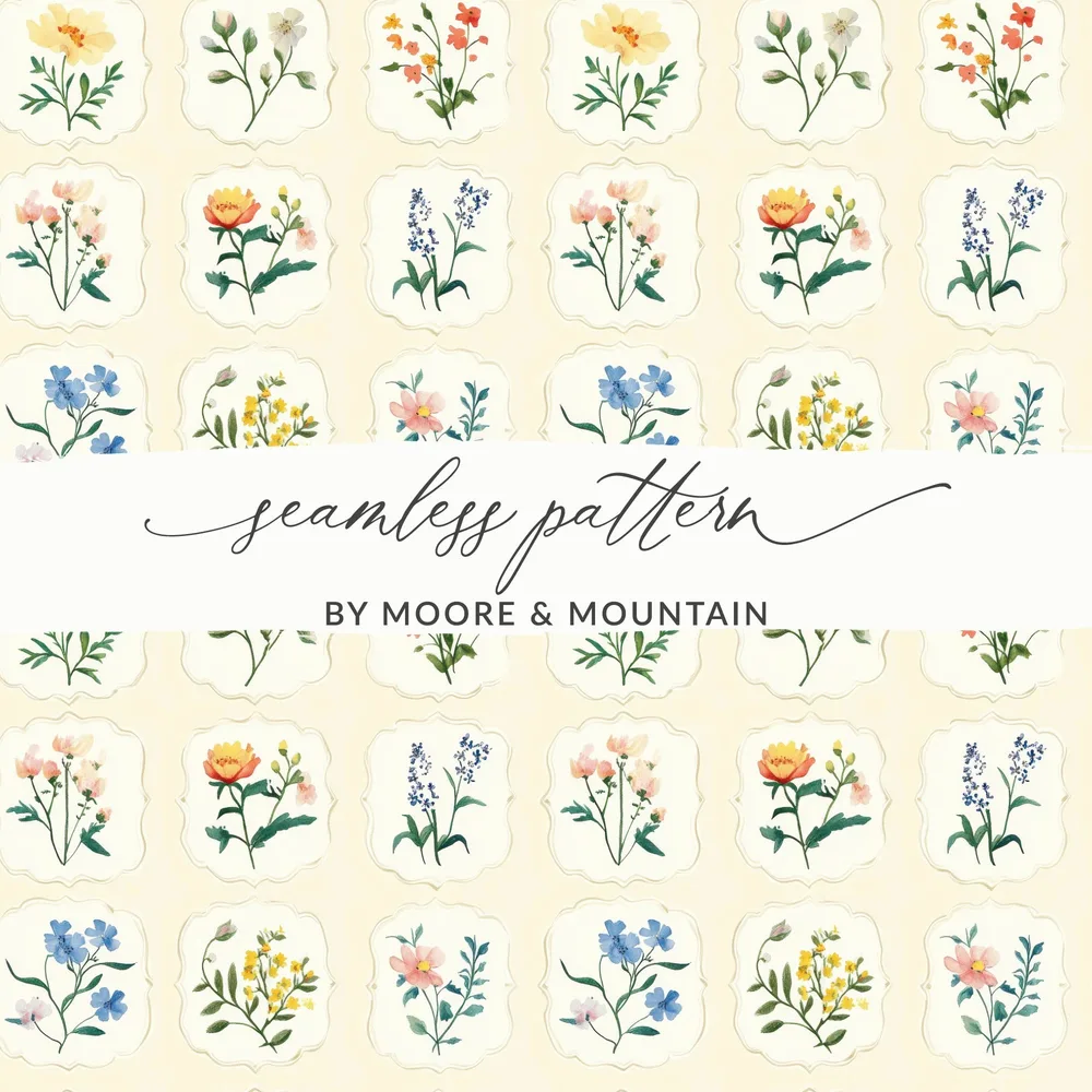 Floral Seamless Pattern Vintage Wildflower Patchwork Wallpaper Digital Seamless Pattern - Moore and Mountain