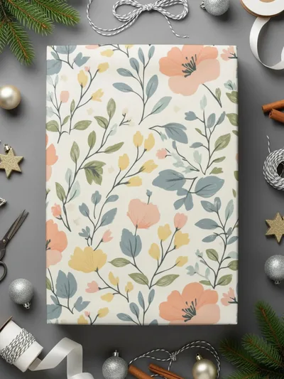 Floral Seamless Pattern, Peach, Yellow, and Green Flowers Digital Paper, Commercial Use, Print on Demand, Digital Download, Floral Design - Moore and Mountain