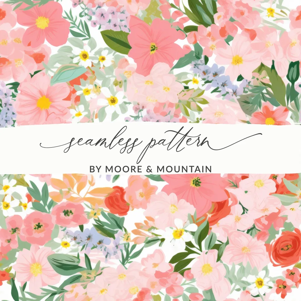 Ditsy Floral Seamless Pattern Colorful Flower Design, Fabric Print, Scrapbook Paper, Digital DownloadFloral Seamless Pattern, Pink Flower Digital Paper, Flower Pattern Design, Digital Scrapbook Paper, Flower JPEG Files, Pink Floral Image - Moore and Mountain