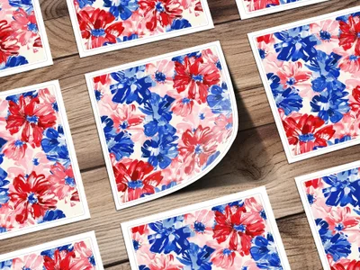 Floral Seamless Pattern, Red White Blue, Digital Download, Flower Pattern, Summer Pattern, Patriotic Design, Fabric Pattern, 4th July - Moore and Mountain