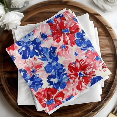 Floral Seamless Pattern, Red White Blue, Digital Download, Flower Pattern, Summer Pattern, Patriotic Design, Fabric Pattern, 4th July - Moore and Mountain