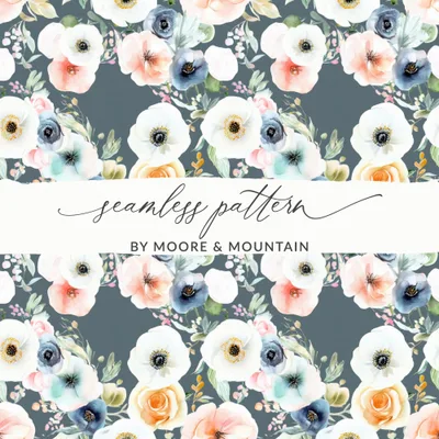 Floral Seamless Pattern, Watercolor Flower Pattern, Digital Paper for Fabric, Surface Pattern Design, JPEG Digital Product