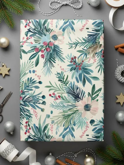 Floral Seamless Pattern, Winter Digital Paper, Christmas Digital Paper, JPEG Pattern, Fabric Design, Surface Pattern, Digital Download - Moore and Mountain