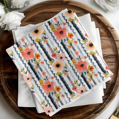 Floral Stripe Digital Paper, Seamless Pattern, Watercolor Flowers, Printable Fabric Design, Commercial Use, Digital Download - Moore and Mountain