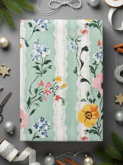 Floral Stripe Digital Paper, Vintage Flower Digital Download, Seamless Pattern Design, Scrapbook Paper Pack, Fabric Design - Moore and Mountain
