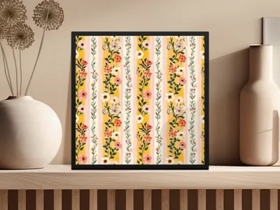 Floral Stripe Seamless Pattern Digital, Flower Clipart, Repeating Design, Fabric Design, Scrapbook Paper, Trendy Digital Paper Pack - Moore and Mountain