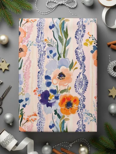 Floral Striped Wallpaper Seamless Pattern Digital, Anemone Flower Design, Pastel Repeat Pattern, Fabric Design, Vintage Floral Wallpaper - Moore and Mountain