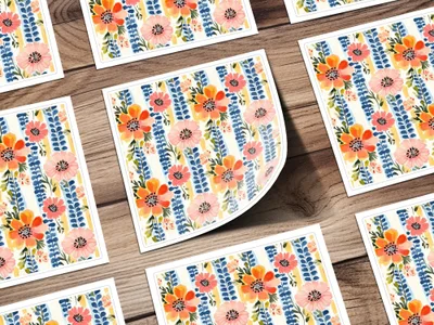 Floral Stripes Digital Paper, Seamless Flower Pattern, Pastel Backgrounds, Watercolor Texture, Digital Download for Fabrics, Crafts - Moore and Mountain