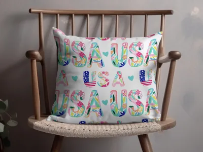 Vibrant USA Themed Cushion for Home Decoration