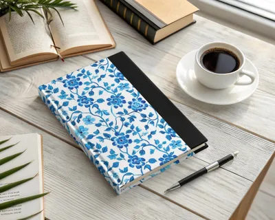 Floral Vines Watercolor Style Pattern Blue on White Digital - Moore and Mountain