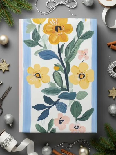 Floral with Vertical Stripes Seamless Grandmillenial Digital - Moore and Mountain