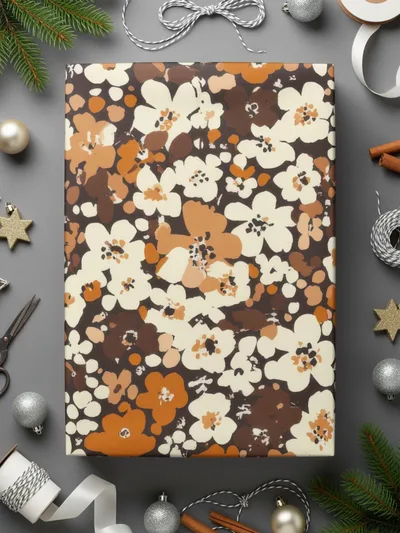 Festive Floral Pattern Holiday Wrapping Paper Sheets
