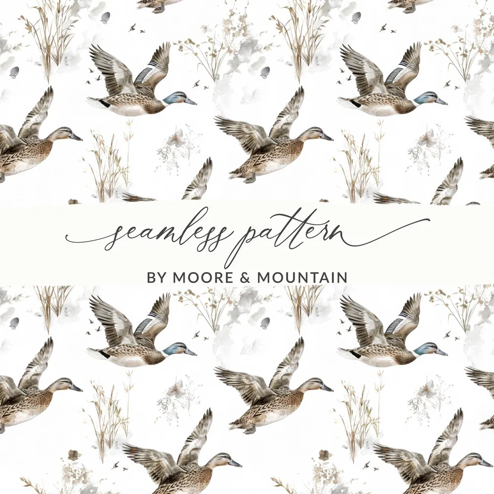 Seamless Pattern with Flying Ducks by Moore & Mountain