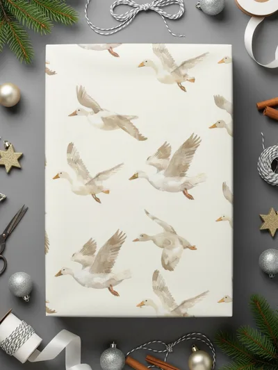 Flying Ducks Seamless Pattern, Digital Paper, Watercolor Ducks, Goose Print, Bird Repeat Pattern, Printable Fabric, Backgrounds Digital - Moore and Mountain