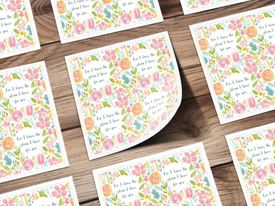 Floral Design with Inspirational Quote Wall Print