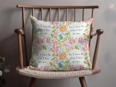 Colorful Inspirational Quotes Floral Throw Pillow
