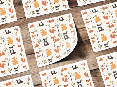 Forest Friends Digital Pattern, Seamless Animal Pattern, Fox, Bear, Beaver Digital Paper, Woodland Pattern, 12x12 JPEG, Two Scales, Digital - Moore and Mountain