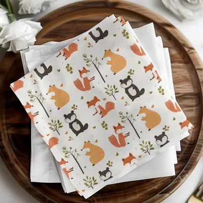 Forest Friends Digital Pattern, Seamless Animal Pattern, Fox, Bear, Beaver Digital Paper, Woodland Pattern, 12x12 JPEG, Two Scales, Digital - Moore and Mountain