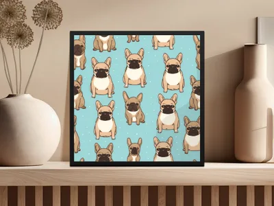 French Bulldog Pattern, Cute Dog Digital Paper, Seamless Puppy Print, Pet Lover Gift, Background Digital Download, Scaled Patterns - Moore and Mountain
