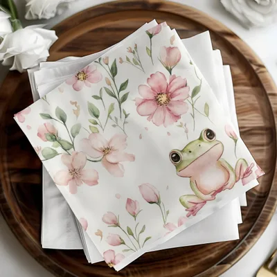 Frog and Flowers Digital Seamless Pattern, Watercolor Floral Froggy Design, Printable Fabric, Digital Download for Commercial Use - Moore and Mountain
