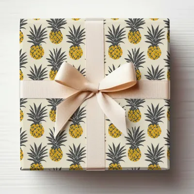 Pineapple Pattern Gift Wrap with Bow for Any Occasion