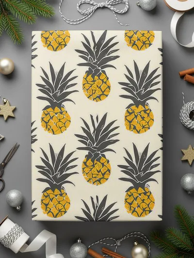Festive Pineapple Pattern Wrapping Paper Holiday Gift