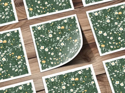 Green Floral Pattern Stickers for Decoration and Crafting