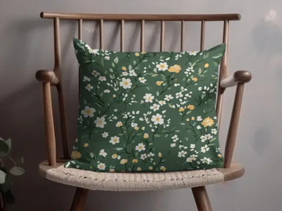Floral Design Green and Yellow Decorative Pillow product