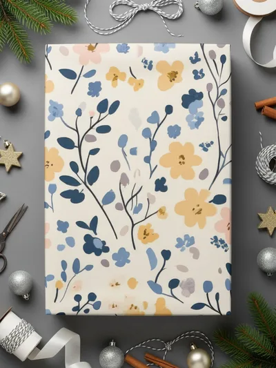 Floral Wrapping Paper with Pastel Colors Design