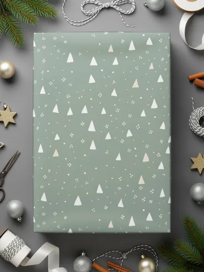 Festive Tree Patterned Gift Wrap Holiday Paper