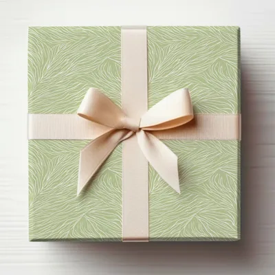 Elegant Green Gift Box with Cream Ribbon Packaging