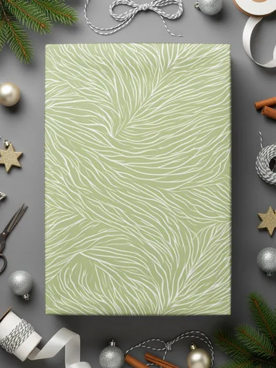 Elegant Leaf Patterned Green Wrapping Paper