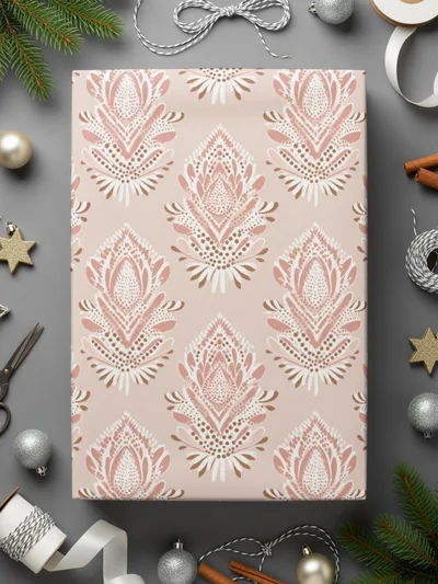 Elegant Pink and White Ornamental Wrapping Paper