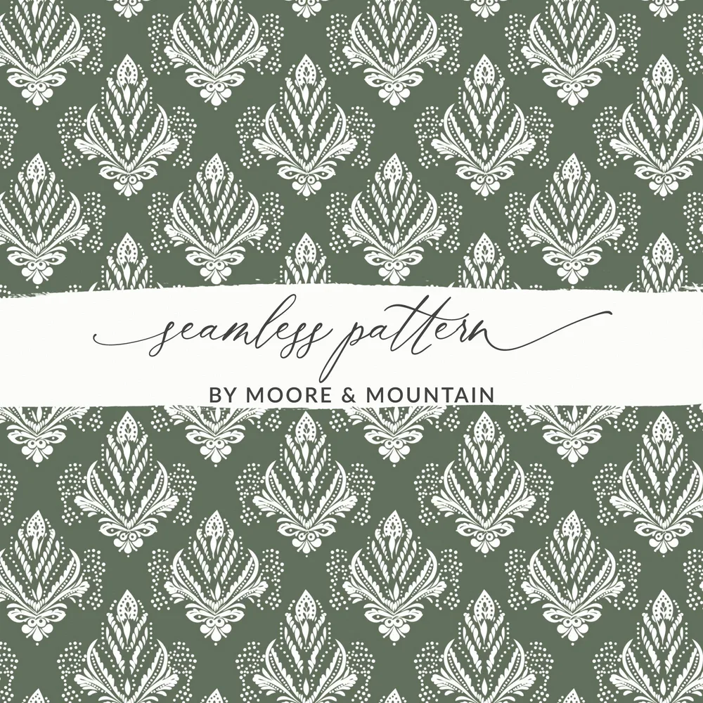 Green and White Seamless Pattern by Moore & Mountain