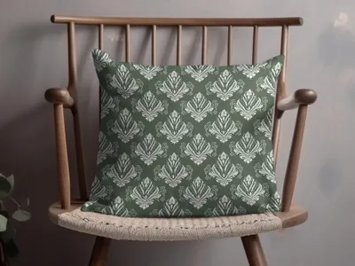 Green Bohemian Chic Pattern Print Throw Pillow