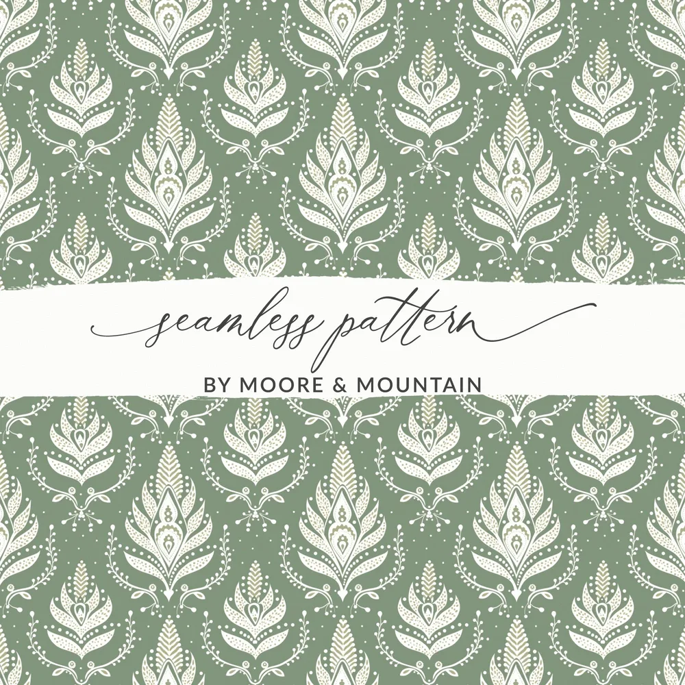 Elegant Green Floral Seamless Pattern by Moore & Mountain