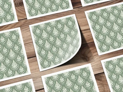 Green and Beige Floral Pattern Sticker Sheet Set