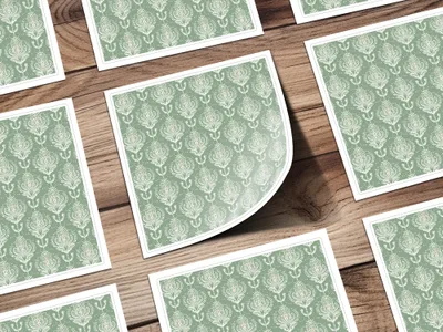 Vintage Green Floral Patterned Wall Art Print