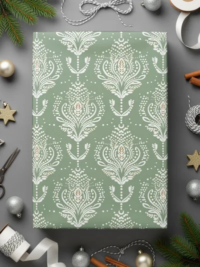 Elegant Festive Floral Patterned Wrapping Paper Sheet