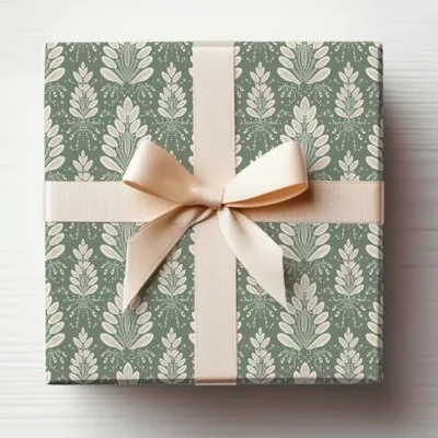Elegant Green and Cream Patterned Gift Box